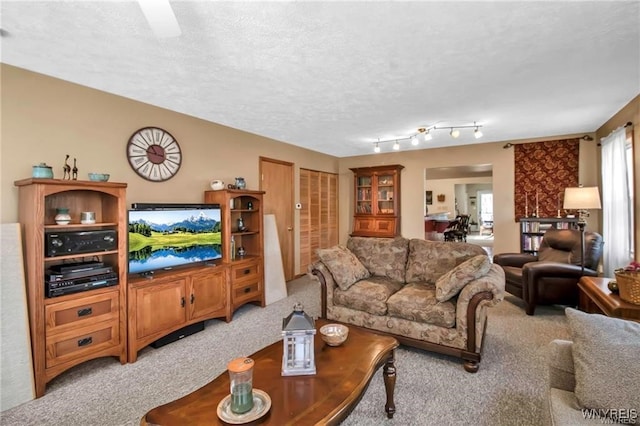 8515 Rte 243, Rushford, NY 14777 - living room featuring light colored carpet and a textured ceiling