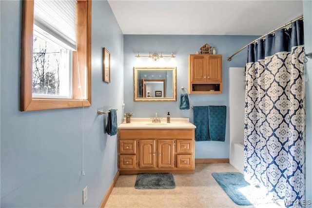 8515 Rte 243, Rushford, NY 14777 - full bathroom featuring vanity and shower / bath combo with shower curtain