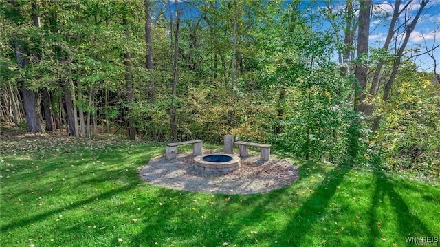 8515 Rte 243, Rushford, NY 14777 - view of green lawn with an outdoor fire pit