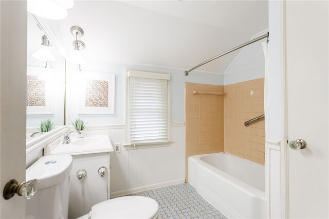 80 Rock Beach Rd, Irondequoit, NY 14617 - full bath featuring washtub / shower combination, a wainscoted wall, and vanity
