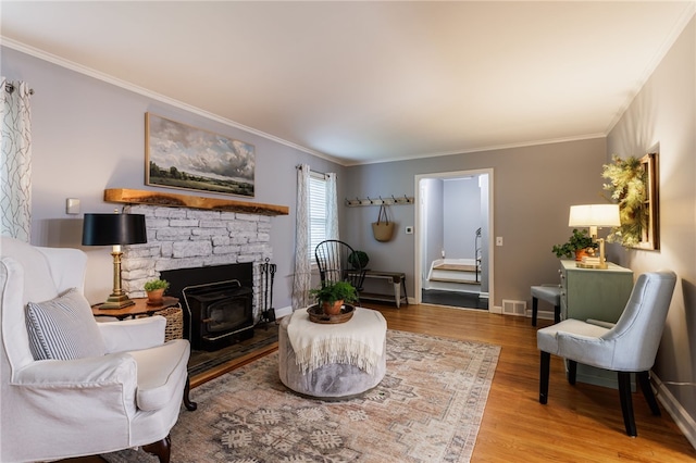 80 Rock Beach Rd, Irondequoit, NY 14617 - living room featuring wood finished floors, crown molding, and stairs