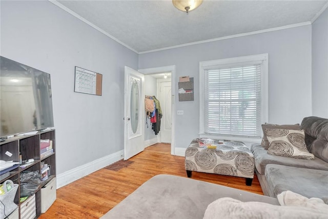 65-67 Woodlawn St, Rochester, NY 14607 - living room featuring light wood finished floors and crown molding