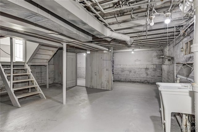717 Lasalle Ave, Buffalo, NY 14215 - unfinished basement with stairs and a sink