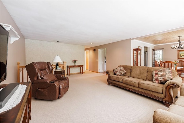 97 Saint Andrews Dr, Greece, NY 14626 - living area featuring light colored carpet and a chandelier