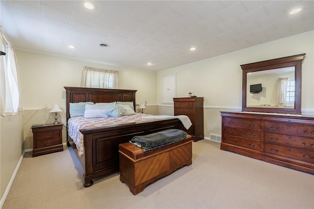 97 Saint Andrews Dr, Greece, NY 14626 - bedroom featuring light carpet, ornamental molding, multiple windows, and recessed lighting