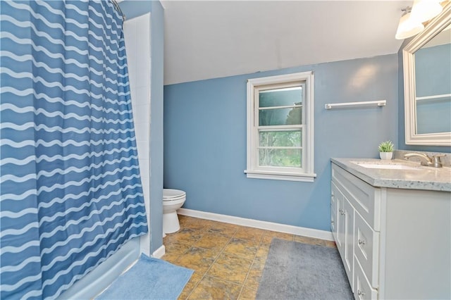 917 Whalen Rd, Penfield, NY 14526 - full bathroom featuring vanity, a shower with curtain, and stone finish flooring