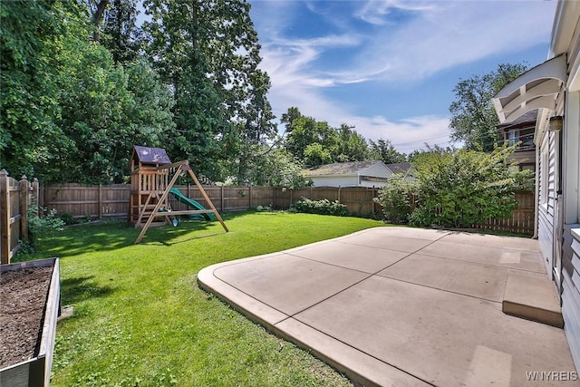 218 Hamilton Dr, Amherst, NY 14226 - fenced backyard featuring a patio area and a playground