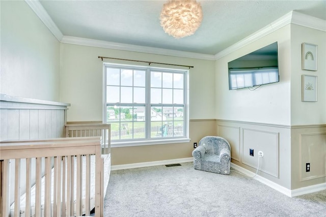 28 Blaydon Loop, Henrietta, NY 14586 - carpeted bedroom with crown molding and a wainscoted wall