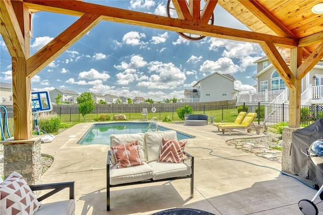 28 Blaydon Loop, Henrietta, NY 14586 - view of swimming pool featuring a fenced backyard, a residential view, and a patio