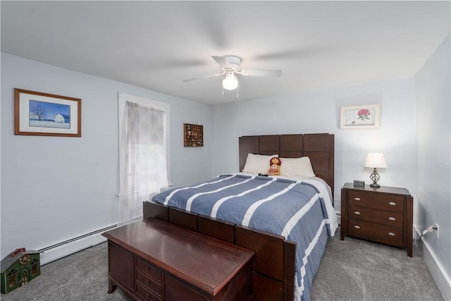 70 E Main St, Avon, NY 14414 - bedroom with carpet, a baseboard heating unit, and ceiling fan