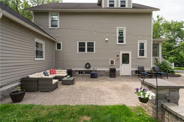 70 E Main St, Avon, NY 14414 - rear view of property featuring an outdoor living space and a patio
