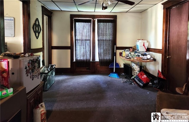 296 Falconer St, Jamestown, NY 14701 - foyer with a drop ceiling and ceiling fan