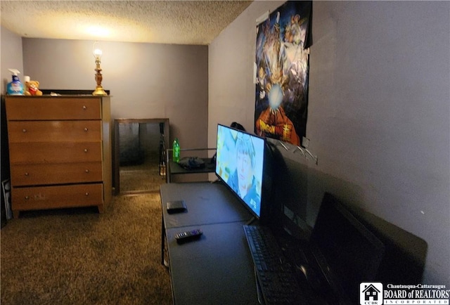 124 Bowen St, Jamestown, NY 14701 - carpeted bedroom featuring a textured ceiling and a desk