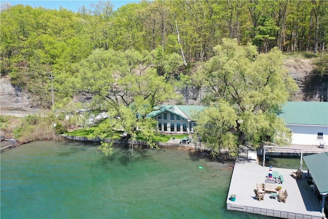 641 Fire Ln Unit 5, Genoa, NY 13081 - drone / aerial view of a forest and a large body of water