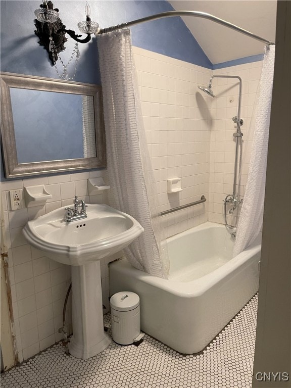 11159 State Route 34, Cato, NY 13033 - bathroom with shower / bath combination with curtain and tile patterned floors