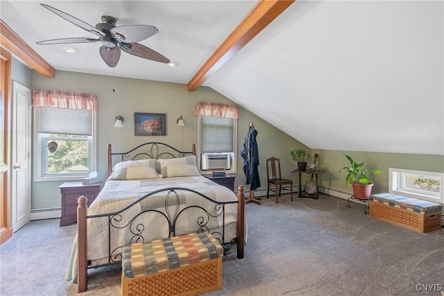 4853 Enders Rd, Manlius, NY 13104 - carpeted bedroom featuring baseboard heating, cooling unit, a ceiling fan, and a baseboard heating unit