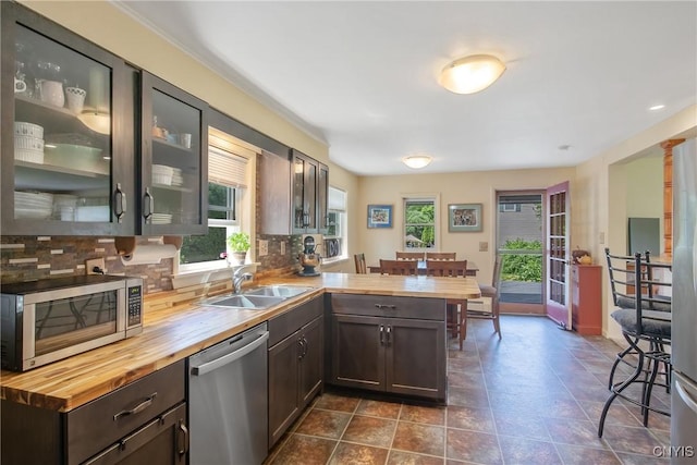 4853 Enders Rd, Manlius, NY 13104 - kitchen featuring butcher block counters, stainless steel appliances, and healthy amount of natural light