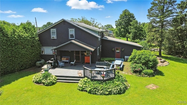 4853 Enders Rd, Manlius, NY 13104 - back of house with a deck and a lawn