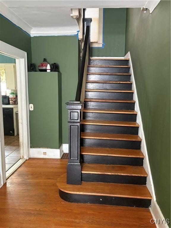 1905 S Geddes St, Syracuse, NY 13207 - stairs featuring wood finished floors and ornamental molding