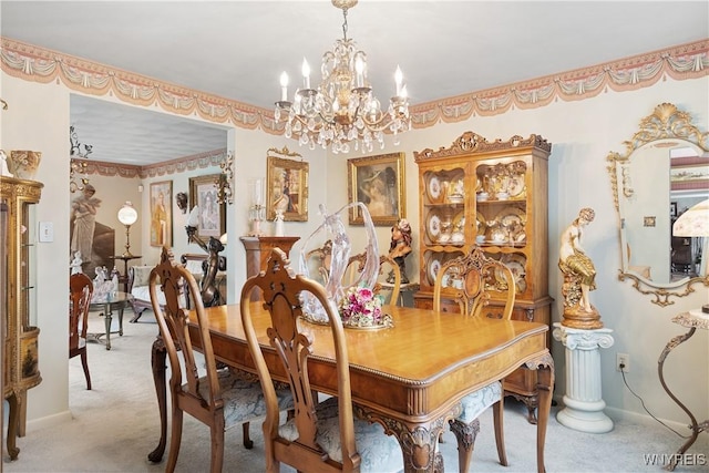 7438 Thunderbird Rd, Clay, NY 13088 - dining space with a chandelier and light colored carpet