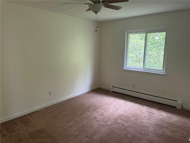 6084/4 Brockport Spencerport Rd Unit 4, Sweden, NY 14420 - carpeted empty room featuring a baseboard heating unit and a ceiling fan