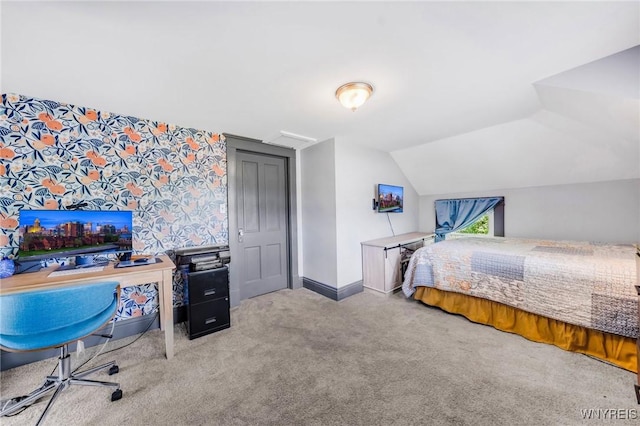3121 Maple Rd, Wilson, NY 14108 - bedroom featuring carpet flooring and vaulted ceiling
