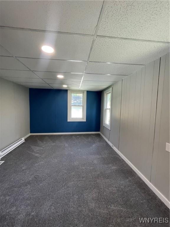 43 Union St, Collins, NY 14070 - carpeted spare room featuring baseboard heating and a drop ceiling