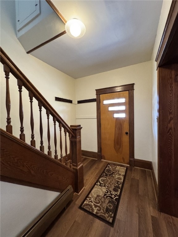 519 N Elk Ave, Kane Boro, PA 16735 - foyer entrance featuring stairway and dark wood-type flooring