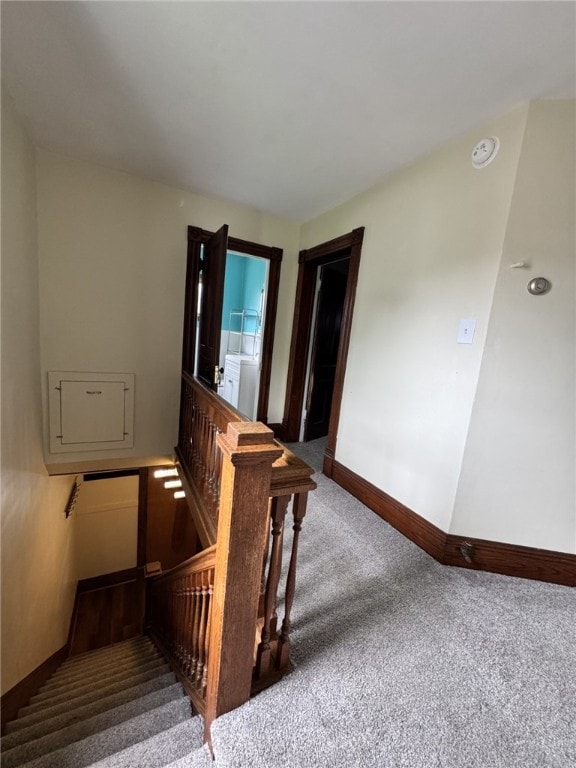 519 N Elk Ave, Kane Boro, PA 16735 - stairway featuring carpet floors and baseboards
