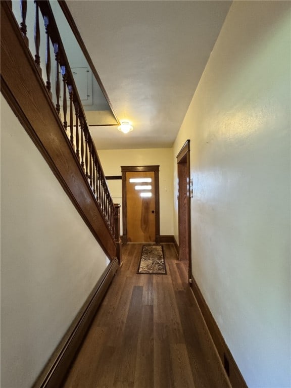 519 N Elk Ave, Kane Boro, PA 16735 - hallway featuring wood finished floors and stairs