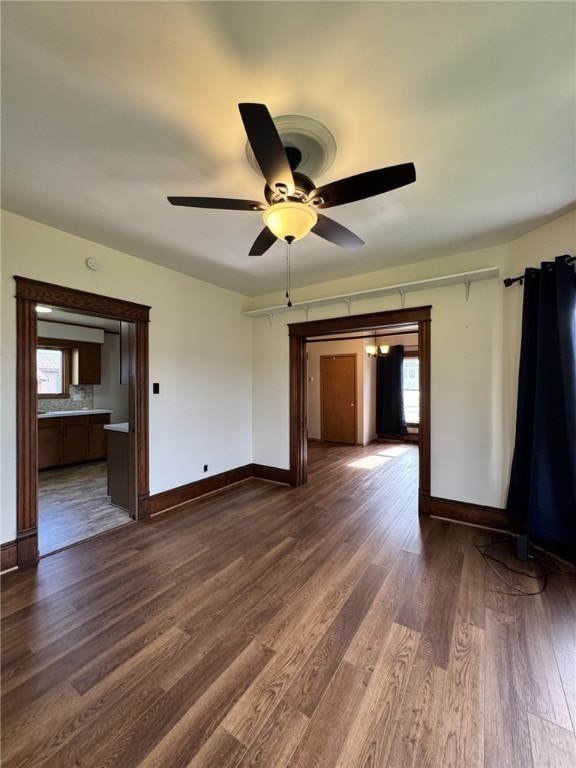519 N Elk Ave, Kane Boro, PA 16735 - unfurnished room with a ceiling fan and dark wood finished floors