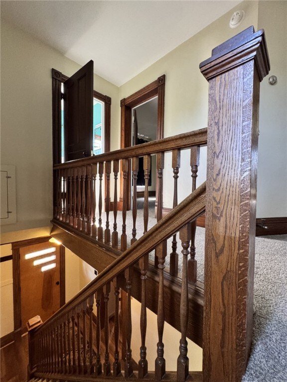 519 N Elk Ave, Kane Boro, PA 16735 - staircase with carpet flooring