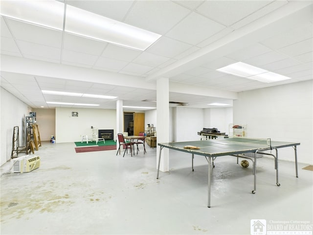 1501 Windfall Rd, Olean, NY 14760 - playroom featuring concrete floors and a paneled ceiling