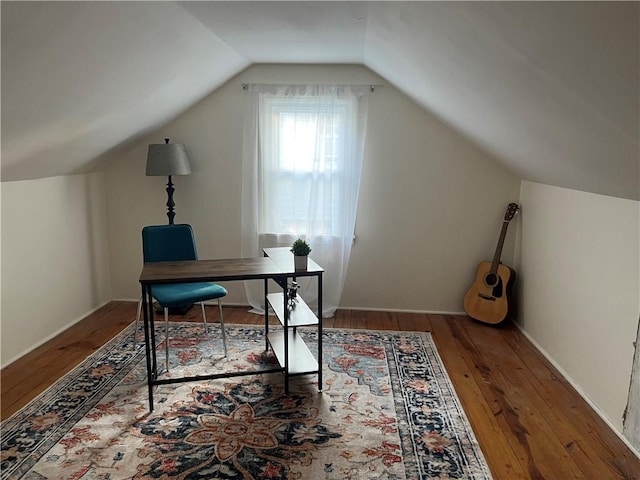 584 Falstaff Rd, Irondequoit, NY 14609 - home office with hardwood / wood-style flooring and vaulted ceiling