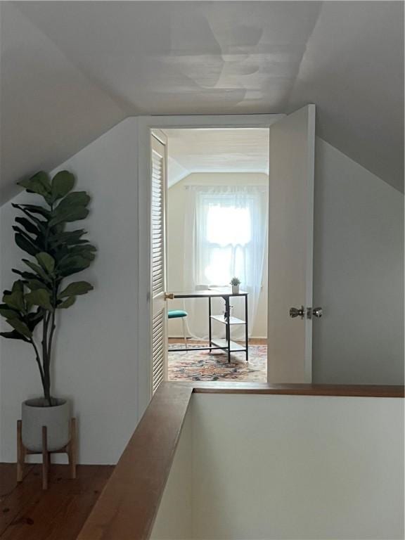 584 Falstaff Rd, Irondequoit, NY 14609 - corridor with lofted ceiling and wood finished floors