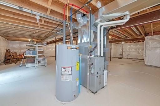 61 Kirkdale Cir, Greece, NY 14612 - unfinished basement featuring electric water heater