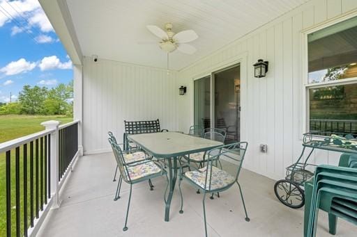 61 Kirkdale Cir, Greece, NY 14612 - view of patio / terrace with ceiling fan and outdoor dining space