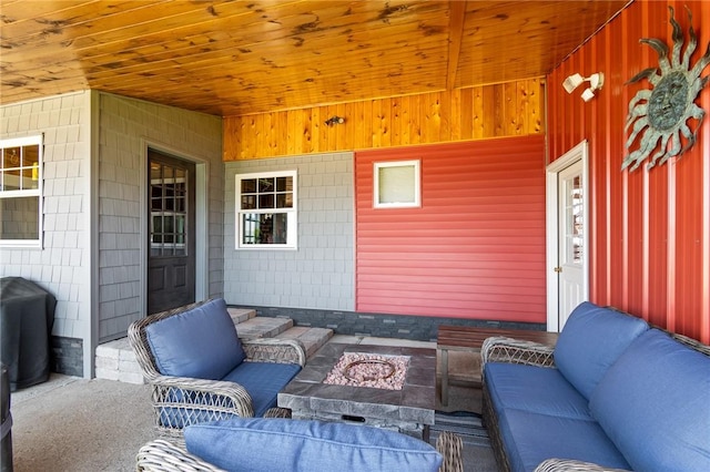 8545 Greig St, Sodus, NY 14555 - view of patio featuring an outdoor living space with a fire pit and grilling area