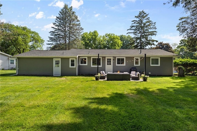 16 Trowbridge Trl, Pittsford, NY 14534 - back of house with an outdoor living space, a yard, and a patio