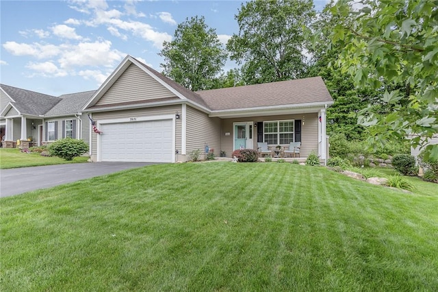 3919 N Park Way, Walworth, NY 14568 - ranch-style house with covered porch, a garage, and a front yard