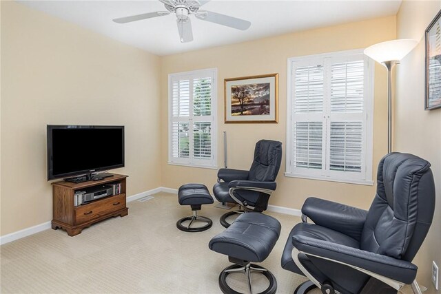 3919 N Park Way, Walworth, NY 14568 - living area featuring a ceiling fan and carpet