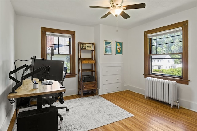 29 Stonehenge Rd, Irondequoit, NY 14609 - office space with radiator heating unit, light wood-style floors, and a ceiling fan