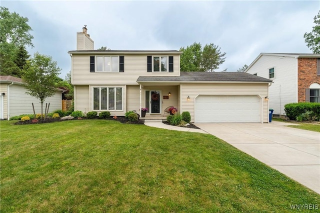 278 Shady Grove Dr, Amherst, NY 14051 - traditional-style home featuring an attached garage, concrete driveway, a chimney, and a front lawn
