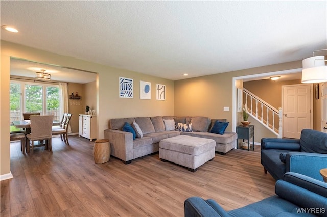 278 Shady Grove Dr, Amherst, NY 14051 - living area with light wood-type flooring, stairway, and recessed lighting
