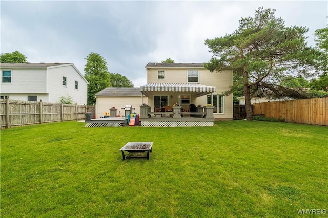 278 Shady Grove Dr, Amherst, NY 14051 - rear view of property with a wooden deck, a fenced backyard, and a fire pit