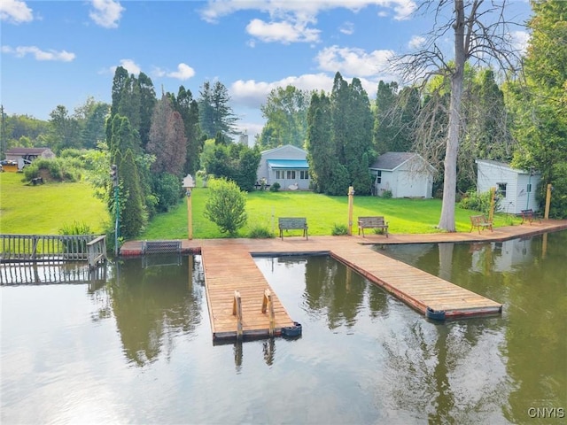 55 Ainslee Dr, Schroeppel, NY 13132 - dock area featuring a water view and a lawn