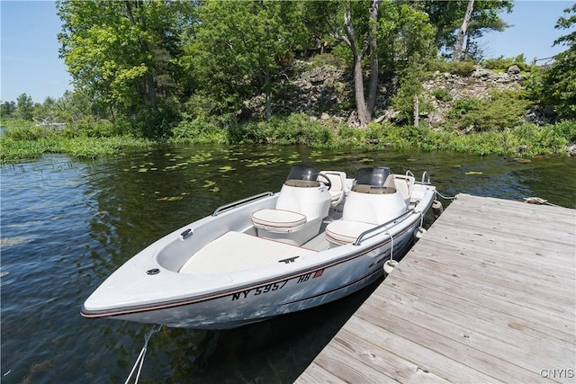 44420 Butterfield, Alexandria, NY 13607 - dock area with a water view and view of wooded area