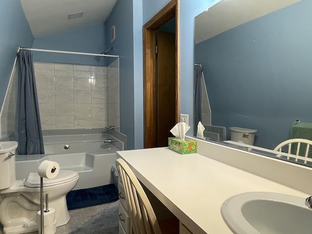 22869AND22871 State Highway 23, Harpersfield, NY 13786 - bathroom featuring vanity, shower / bath combination with curtain, and vaulted ceiling