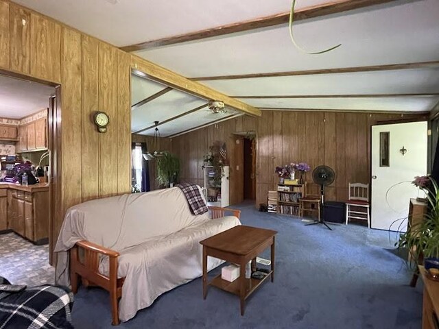22869AND22871 State Highway 23, Harpersfield, NY 13786 - carpeted living area with wooden walls