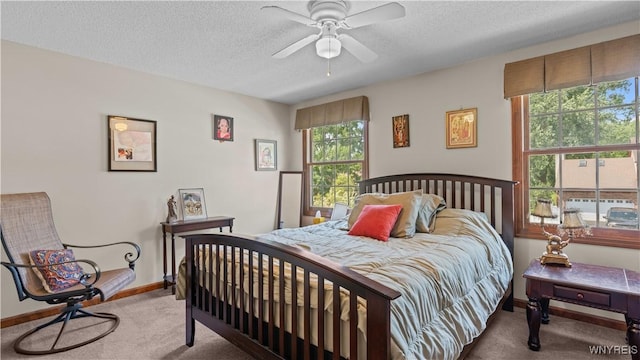 131 Daven Dr, Amherst, NY 14068 - bedroom with carpet floors, a textured ceiling, and ceiling fan